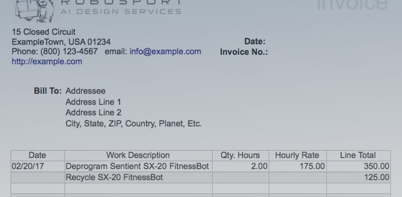 Simple Invoice Template for LibreOffice - Marc Carson Web Design Pertaining To Libreoffice Invoice Template